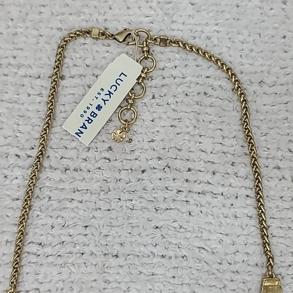 Lucky Brand Semi Precious Accents Gold Toned Multi Layered Chain Necklace NWT